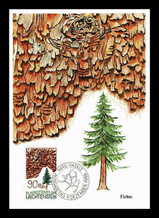 Dr Jim Stamps Spruce Tree First Day Issue Liechtenstein Maximum Card