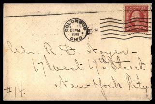 Mayfairstamps Us Postal History 1919 Columbus To York City Ohio Cover Wwb931