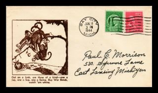 Dr Jim Stamps Us Bay City Michigan Wwii Patriotic Cachet Cover 1944