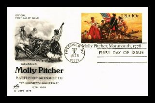 Dr Jim Stamps Us Molly Pitcher Battle Of Monmouth Fdc Postal Card Art Craft