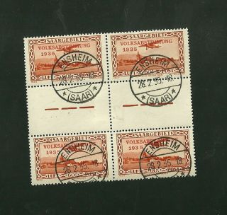 Saar Stamps Scott C6 Gutter Block Of Four Volksabstimmung 1935 Ensheim