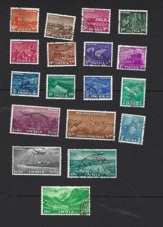 India 1955.  5 Year Plan Set Of 18 Different Stamps.  Sg.  354 - 371,  Cat £24,  Vgu