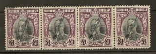 Southern Rhodesia 1931 Gv £1 Revenue Strip Of 4