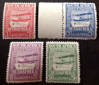South Africa 1925 Air Mail Set Of 4 Stamps Hinged
