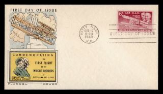 Dr Who 1949 Fdc Wright Brothers Flight Aniv Airmail Fluegel Cachet E30970