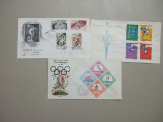 Three 1960 Olympic Games Fdc With Complete Sets