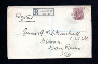 Edward Vii 6d On Registered Cover To Italy