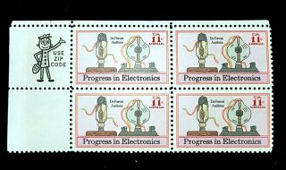 1973 Airmail Zip Block C86 Mnh Us Stamps,  11c Progress In Electronics