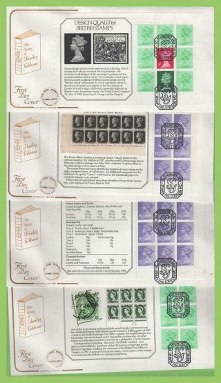 G.  B.  1982 Stanley Gibbons Booklet Panes Set On Four Cotswold First Day Covers