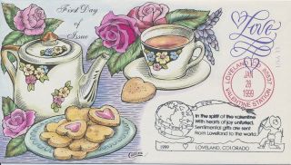 U644 33c Love Hand Painted Fred Collins Cachet First Day Cover