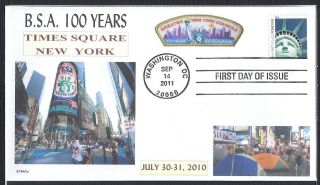 Bsa 100 Yrs Times Square Jamboree Ny Scouting Liberty Fdc - Dwc Cachet