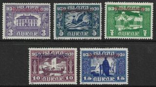 Iceland 1930 Millenary Officials Selection Sg O174 - O178 Mh/ (cat £65)