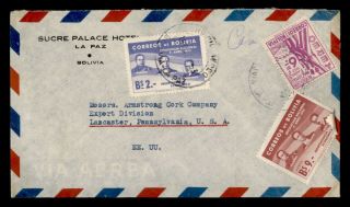 Dr Who 1953 Bolivia La Paz Sucre Palace Hotel Advertising Airmail To Usa E56565