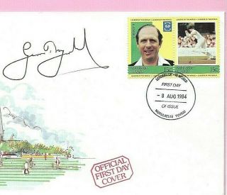 TUVALU Official FDC 1984 - CRICKET Leaders of the World - Signed GEOFF BOYCOTT 2