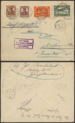 Germany 1920 - Air Mail Cover Berlin To London England & Return 34828/8