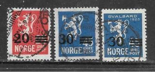 Norway - 1927/28 Surcharges - Set Of 3, .  Cat £15