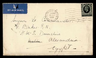 Dr Who 1936 Gb Plymouth Airmail To Egypt Hms Devonshire Ship E50797