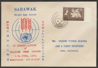 Malaysia Sarawak 1963 Ffh Pair On Private Fdc Sibu Double Rings Cds