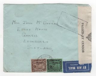 1940 Malaya Fms Censor Cover Batu Arang To Edinburgh Scotland Air Mail