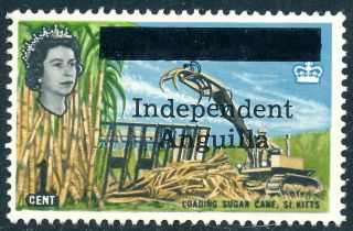 Scott 2/sg 2,  1c 1967 Independent Anguilla Overprint,  F - Vf Fresh Nh (um)