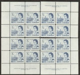 Stamps Canada 458,  5¢,  1967,  Plate 2,  4 Plate Blocks Of 4 Mnh Stamps.