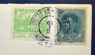 CZECHOSLOVAKIA Austria 1919 Mixed Country Franked FORERUNNER Cover JESENICE to 2