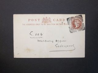 Gb Stationery 1894 Qv 1/2d Brown Postcard Liscard Liverpool Squared Circle Pmk