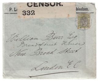 1915 Netherlands Commercial Censored Cover To England
