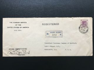 Hong Kong 1940 Kgvi 50c The Foreign Service Registered Cover To The Usa