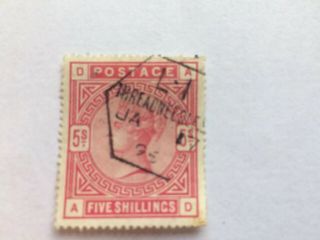 Gb Queen Victoria Stamps Sg 181 5/ Crimson Fine Octagonal Postmark