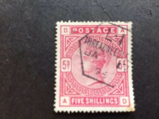 gb queen victoria stamps SG 181 5/ Crimson Fine Octagonal Postmark 2