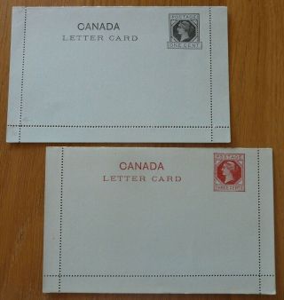 Canada 2 Qv Letter Cards 1c & 3c Pre - Paid,  Postal Stationery