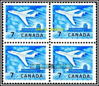 Canada 1964 Canadian Jet Plane Over Ottawa Fv Face 28 Cent Mnh Stamp Block