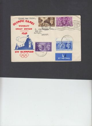 1948 Olympic Games Illustrated Fdc Olympic Games Wembley Slogan,  Cds.  Cat £70