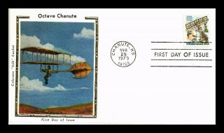 Us Cover Octave Chanute Aviation Pioneers Air Mail Fdc Colorano Silk Cachet