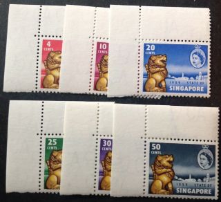 Singapore 1959 Constitution Set Of 6 Stamps With Margins Mnh