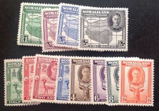 Somaliland Protectorate 1942 Full Set Of 12 Stamps Hinged