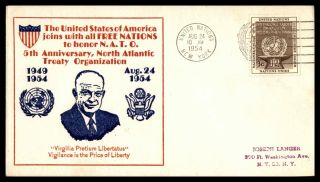 Mayfairstamps United Nations 1954 5th Anniversary Of Nato Organizations Cover Ww