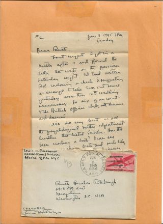 World War Ii U.  S Military Cover A.  P.  O 512 / 624 1945 Us Army Censored Letter
