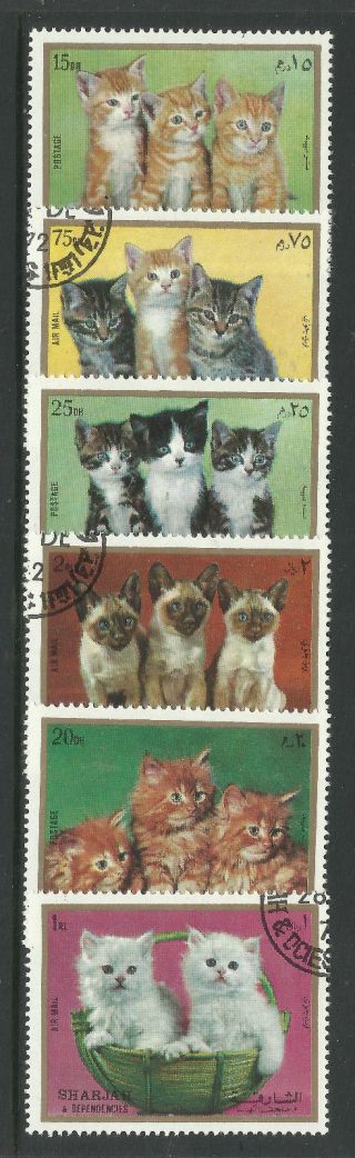 Sharjah & Dependencies 1972 Domestic Cats Set 6v Used/cto