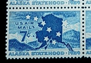 1959 Airmail Plate Block C53 MNH US Stamps Alaska Statehood 3