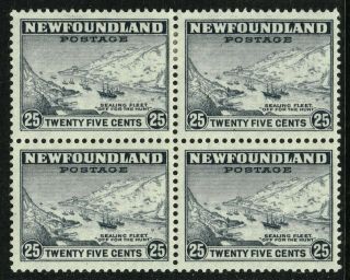 Sg 219 Newfoundland 1932 - 25c Slate Block Of Four - Mounted