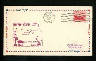 Us Postal History Airmail Cam 12 Junction City Ks 1953 Aamc 12e56 Corn Pig Hog