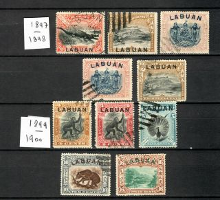 Malaya 1897 - 1900 Straits Settlements North Borneo Labuan Selection Of Use Stamps