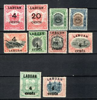 Malaya 1895 - 1904 Straits Settlements North Borneo Labuan Selection Of Mh Stamps