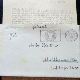 Translated German Fieldpost - 5 Days After The Outbreak Of Ww 2 - War Crimes