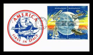Dr Jim Stamps Us America First In Space Benefiting Mankind Fdc Cover Block Of 4