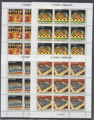 I295.  9x Sao Tome E Principe - Mnh - Sport - Chess - Full Sheet
