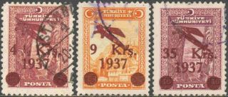 1937 Turkey C6 - 8 Complete Set Of 3 Ovp 