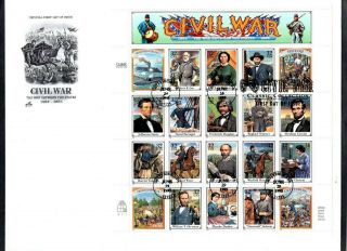 X U.  S.  Stamps Fdc Artcraft Sheet Scott 2975 Civil War